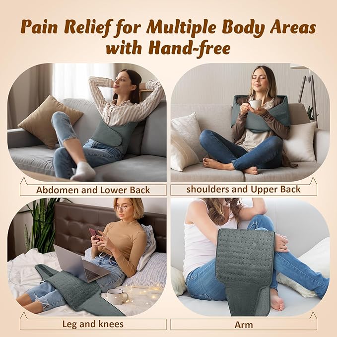 Heating Pad for Back, Valentines Day Gifts for Her Him, Electric Heating Pad for Period Cramps, Wrap Around Heated Pad for Waist and Stomach, Birthday Gifts for Women Men Mom Dad Wife Husband