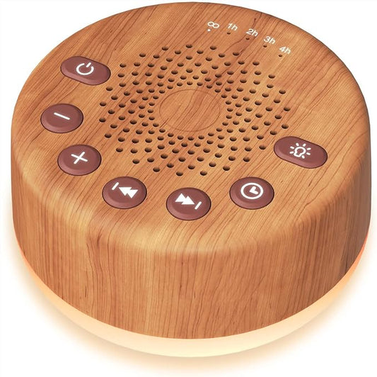 Easysleep Sound White Noise Machine with 25 Soothing Sounds and Night Lights with Memory Function 32 Levels of Volume and 5 Sleep Timer Powered by AC or USB for Sleeping Relaxation (Wood) - Bloomnest