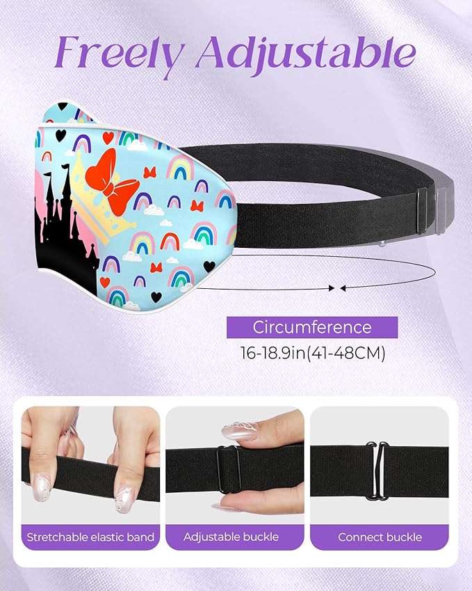 Kids Sleep Mask - Silk Eye Mask for Kids Cute Cartoon Cool Kawaii Soft Smooth Lightweight Boys Girls Teens Sleeping Mask with Adjustable Straps, Castle - Bloomnest