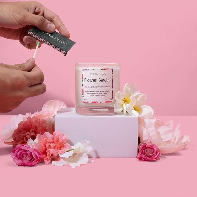 Outdoor Fellow Flower Garden Candle, 8oz, Lilac & Jasmine, 50-Hour Burn Time, Spring Scented Candle, Relaxing Fragrance, Elegant Gift for Any Occasion - Bloomnest