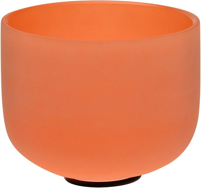 TOPFUND Orange D# Note Crystal Singing Bowl Navel Chakra 10 inch with Heavy Duty Carrying Case and Suede Mallet