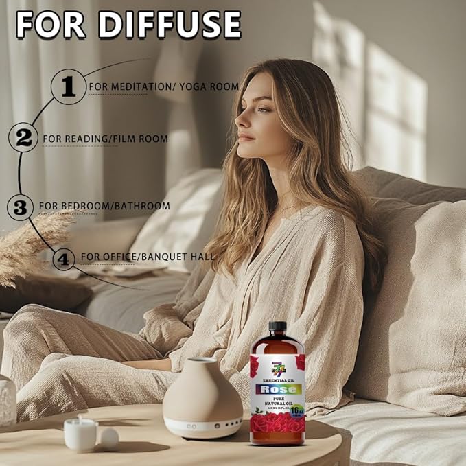 Rose Essential Oil (16 oz/480 ml) — Rose Oils for Aromatherapy, diffusers, humidifiers, Home fragrances, DIY Skin Care, Soap Making, DIY Candle, Yoga, and Meditation - Bloomnest
