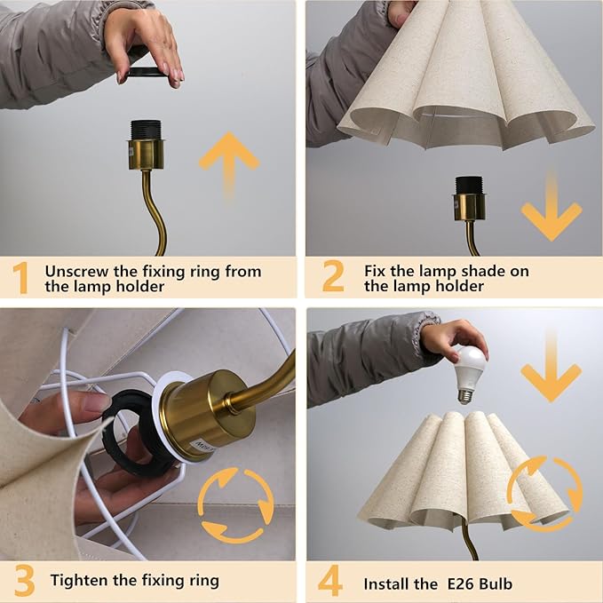 KUNJOULAM Small Table Lamp, Bedside Nightstand Lamp with Umbrella Form Fabric Lampshade, Morden Mini Desk Lamp for Bedroom Home Office Decor - Bloomnest