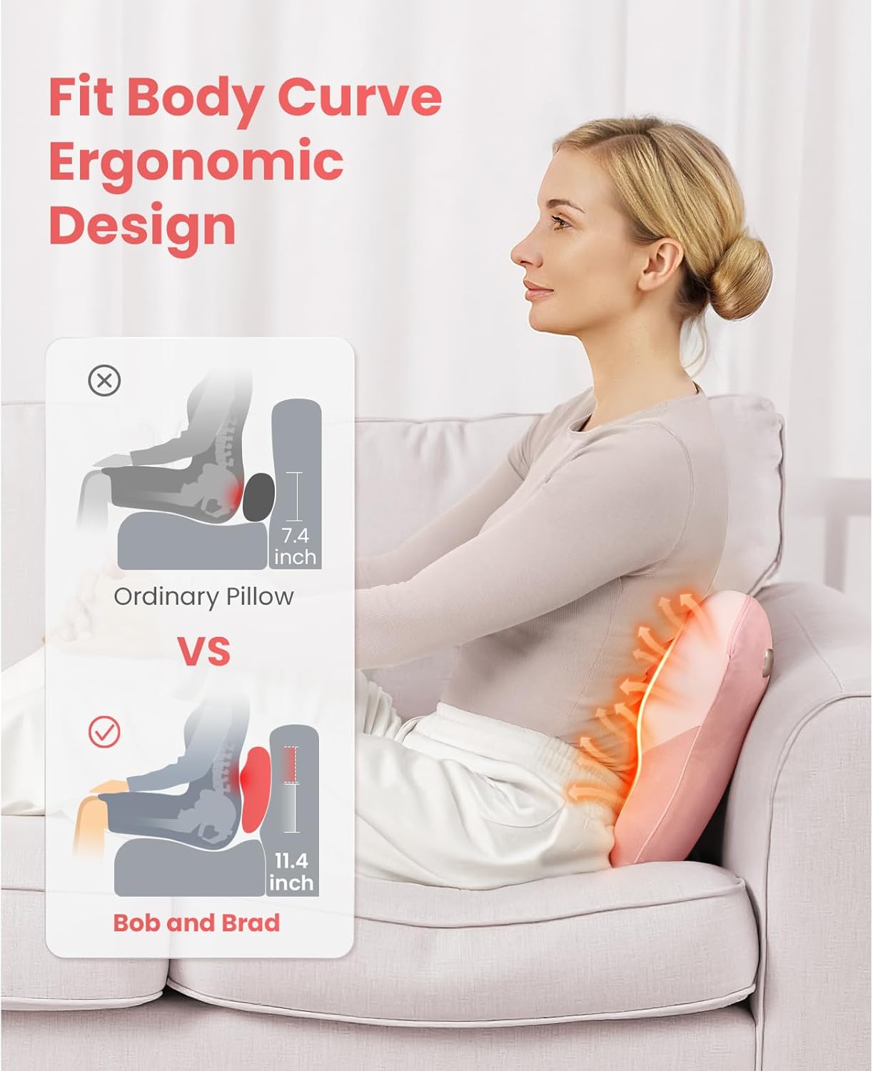 BOB AND BRAD Back Massager with Heat FSA Eligible, EZBack Corded Neck Massager for Pain Relief Deep Tissue, Shiatsu Back Shoulder and Neck Massage Pillow, Full Body Use, Ideal Gifts for Women Mom Wife