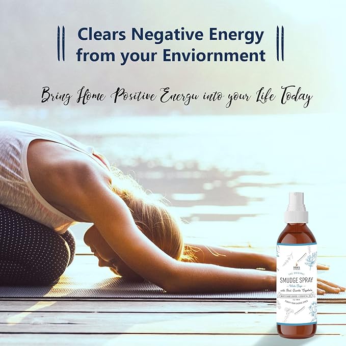 SOUL STICKS White Sage with Pearl Smudge Spray – 3.5oz Smokeless Energy Mist – Quartz Crystal & Pearl Infused Aura Cleanser – Spiritual Spray for Emotional Balance, Protection & Inner Peace SoulSticks