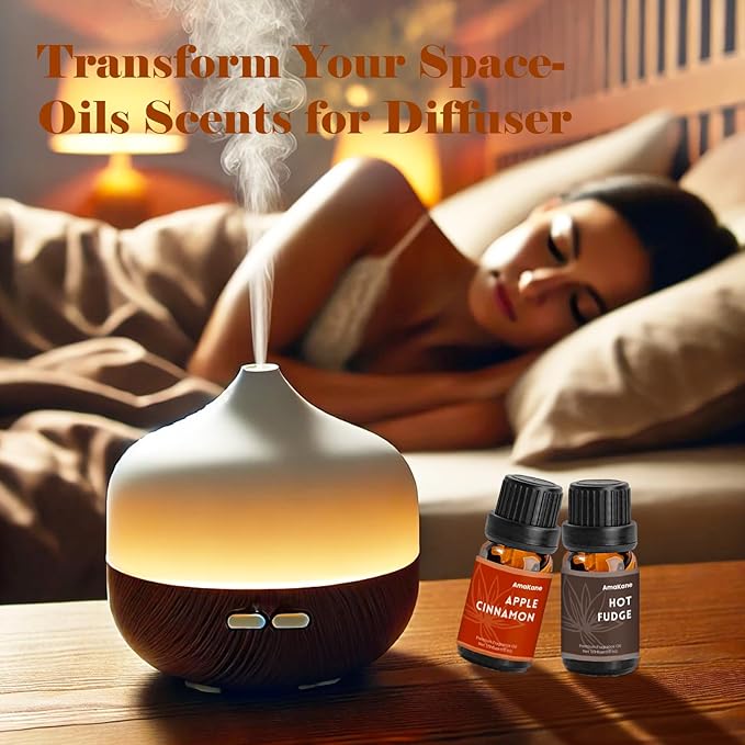AmaKane Bakery Fragrance Oils, Fall Essential Oils for Diffuser, Candle Making, Soap Scents- Apple Cinnamon, Sugar Cookies, Snickerdoodle, Eggnog Cake, Blueberry Muffin, Hot Fudge, 6x10ml - Bloomnest