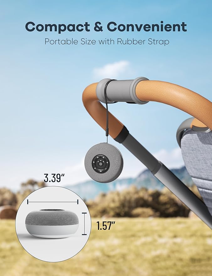 Portable Sound Machine, Long Battery with Loud Bluetooth Speaker, 39 Special Soothing Sounds, White Noise Sound Machine for Sleeping