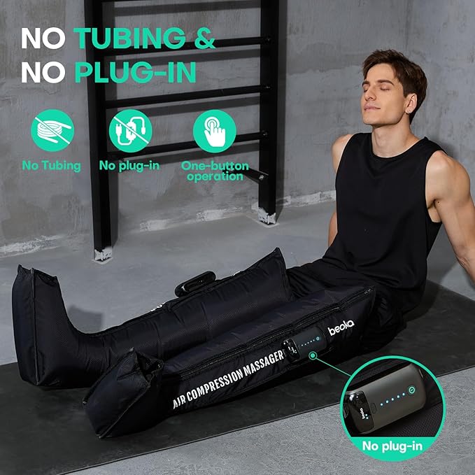 beoka Leg Massager for Circulation and Pain Relief, Leg Recovery System for Fast Recovery, Cordless Air Compression Boots with 3 Modes 5 Intensities for Athletes Runners and Travelers-L