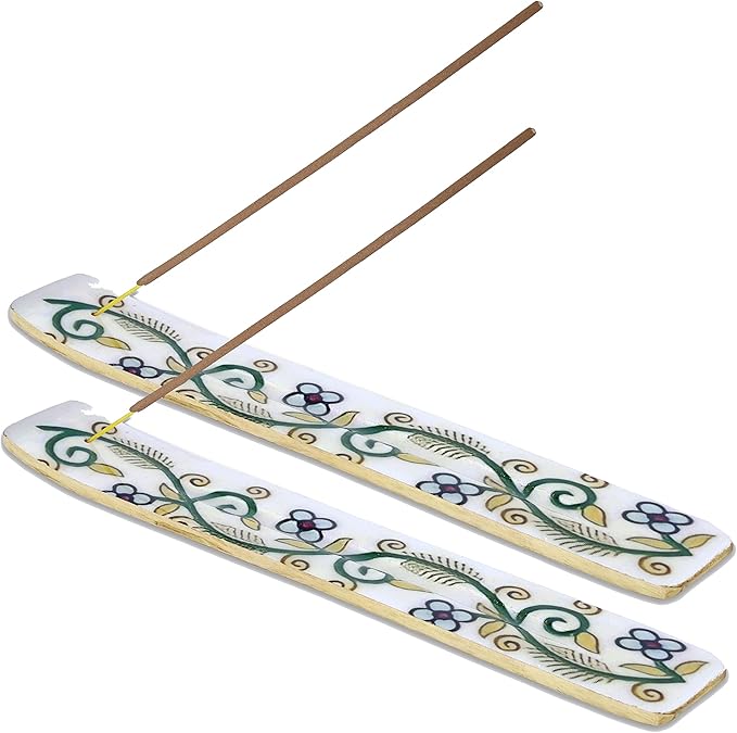 Bless-International Traditional-Handmade-Burner Wooden-Incense-Stick-Holder Ash-Catcher-Stand for-Aromatherapy-Meditation-Yoga (Inner Peace) 10 Inches, Pack of 2 - Bloomnest