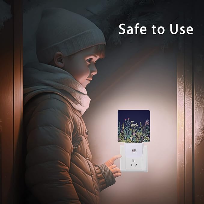 Herbs and Wild Flowers Night Light,Night Lights Plug into Wall 0.5W Sleep Friendly for Boys Girls Led Night Light Dusk to Dawn Sensor Nightlight for Stairway/Hallway/Bedroom - Bloomnest