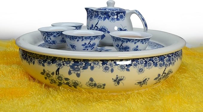 Small Porcelain Teapot, 9oz Tea Pot with Stainless Steel Infuser Classical Chinese Penoy Flower (Love of Butterfly)