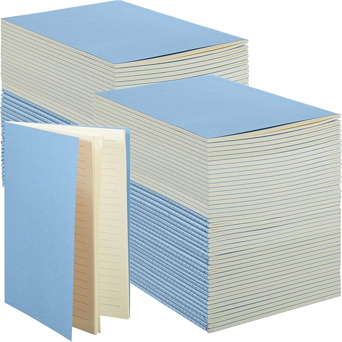 Mimorou 100 Pcs Journals Notebooks Bulk - Kraft Softcover A5 Small Notebooks 5.5 Inch x 8.3 Inch Notepads with 60 Page 30 Sheet for Writing Sketch Travel Office Supplies(Light Blue,Lined) - Bloomnest