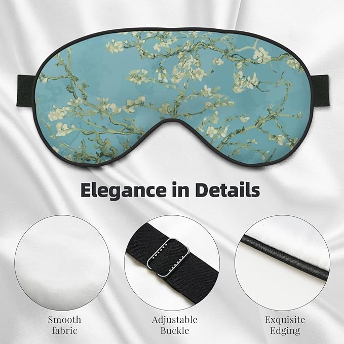 Sleep Eye Mask Abstract Blossom Blue Floral Sleep Mask for Women Men Comfortable Eye Mask with Adjustable Strap Soft Eye Cover Blindfold for Travel Yoga Nap Shift Work - Bloomnest