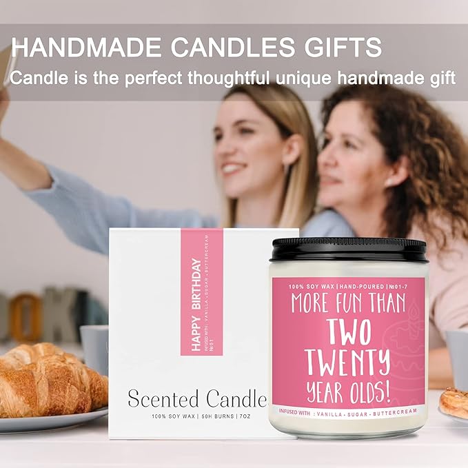 40th Birthday Gifts for Women, Perfect Birthday Present, Funny Presents for Mom, Friends, Wife, Sister, 7oz Vanilla Cream-Scented Candle - Bloomnest
