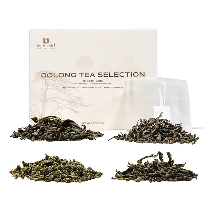 iTeaworld Oolong Tea Set 4 Flavors, Oolong Tea Sampler Loose Leaf, Flowery Aroma, No Sweetener, High to Low Caffeine, Up to 112 Cups, Whole Leaf, 2.1OZ - Bloomnest