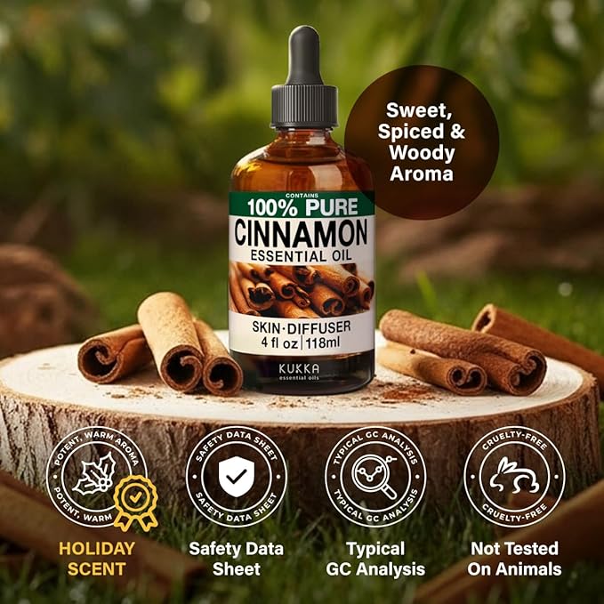 KUKKA Cinnamon Essential Oils - 4 Fl Oz - for Hair, Skin, Diffuser, Aromatherapy & DIY Soap Making Scent (Pack of 2) - Bloomnest