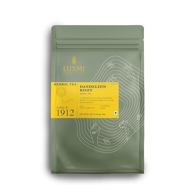 Luxmi Estates Pure Dandelion Herbal Organic Dandelion Tea (50 Tea Bags) Caffeine Free Tea Bags For Detox, Cleansing, and Digestion, With Certified Organic Dandelion Root Tea - Bloomnest