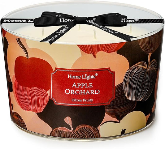 HomeLights Soy Wax Candles for Home Scented, 4-Wick Candles in Apple Orchard Scented, Aromatherapy Candles Gift for Parties, Relaxing, Eclectic Mixed Styles, 18oz - Bloomnest