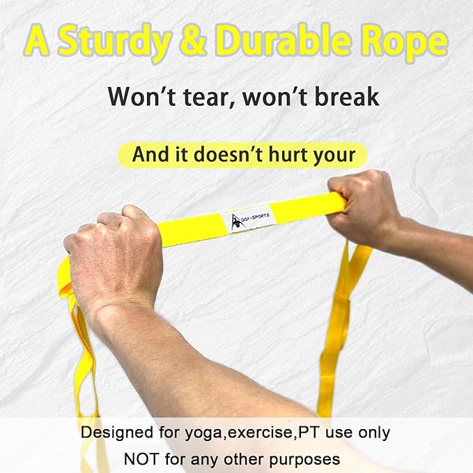 Stretching Strap Yoga Strap with Loops, Stretch Straps for Physical Therapy, Non-Elastic Exercise Strap for Pilates, Dance and Gymnastics with Workout Guide - Bloomnest