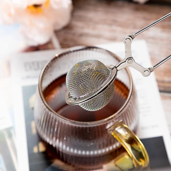 Yinder 36 Pcs Snap Tea Infuser Steeper Strainers for Loose Tea Filter Holder Tong Pincer Steeper Metal Stainless Steel Mesh Ball with Handle Reusable - Bloomnest