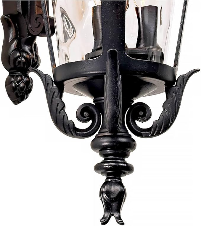 John Timberland Casa Marseille European Outdoor Wall Light Fixture Textured Black French 21 3/4" Clear Hammered Glass for Exterior House Porch Patio Outside Deck Garage Front Door Garden Home - Bloomnest