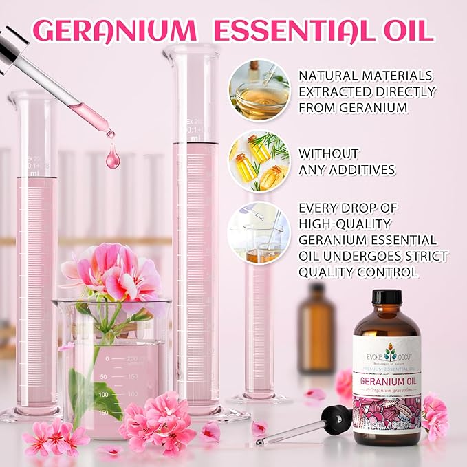 EVOKE OCCU Pure & Natural Geranium Essential Oil for Skin, Hair, Diffuser, Aromatherapy - 4 Fl Oz - Bloomnest