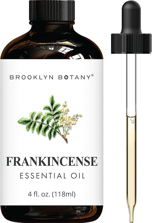 Brooklyn Botany Frankincense Essential Oil - Huge 4 Fl Oz - 100% Pure and Natural - Premium Grade with Dropper - for Aromatherapy and Diffuser - Bloomnest