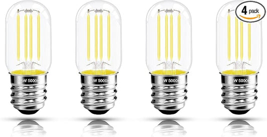 2.5 Inch E17 Intermediate Base LED Filament Bulb 360 Lumens, 5000K Daylight White Dimmable Appliance Bulb AC 120V, UL Listed T8 Microwave Light Bulbs Under Hood for Refrigerator Stove 4Pack - Bloomnest