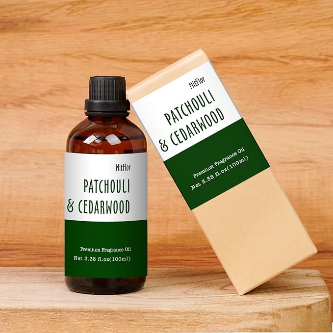 Patchouli & Cedarwood Fragrance Oil, Large Size Premium Fragrance Oil for Soap & Candle Making, MitFlor Single Scented Oil for Diffuser,Masculine Home Fragrance MitFlor