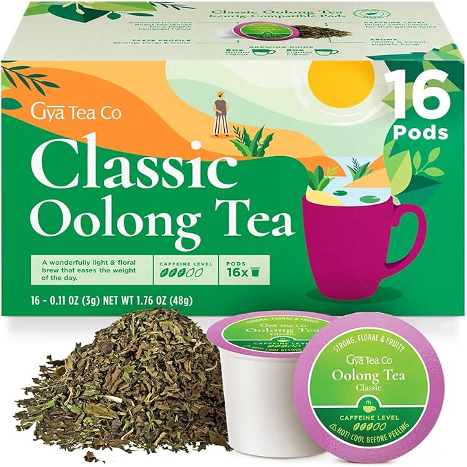 Gya Tea Co Caffeinated Classic Oolong Black Tea Pod (16 Count) - Smooth, Flavourful, Robust, Enjoy Hot or Iced - Bloomnest