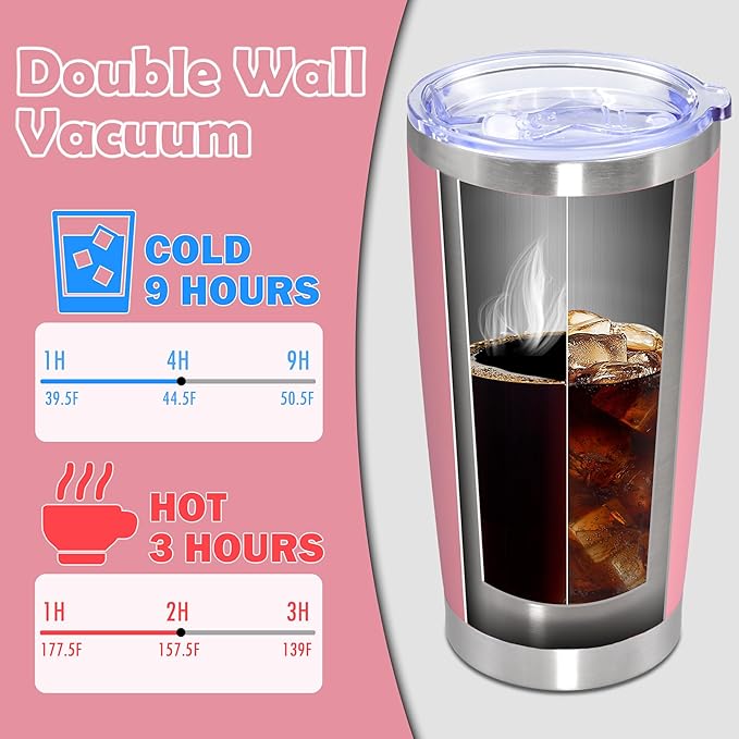 20oz Tumbler Bulk Stainless Steel Tumbler Cup with Lid Vacuum Insulated Double Wall Travel Mug, Durable Powder Coated Travel Coffee Tumbler Mug for Hot & Cold Drinks, Pink,12 Pack