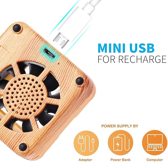 Weljoy Wood Grain Portable Diffuser for Essential Oils – Car or Travel, Mini Size, Quiet, Waterless, Re-Chargeable Battery or USB (Dark Brown) - Bloomnest