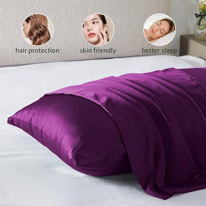 Silk Body Pillow Cover Pillow Pillowcase for Body Pillow Soft Pillow Cover Pillow Case Mulberry Silk Pillowcase for Sleep(Purple,20"X 54",1pc) - Bloomnest