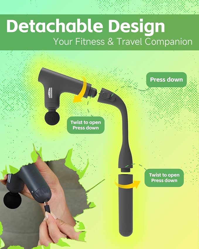 Convertible 3-in-1 Massage Gun Deep Tissue with Extended Handle, Back Pain Relief Percussion Muscle Massager for Neck Shoulder Men Women - Bloomnest