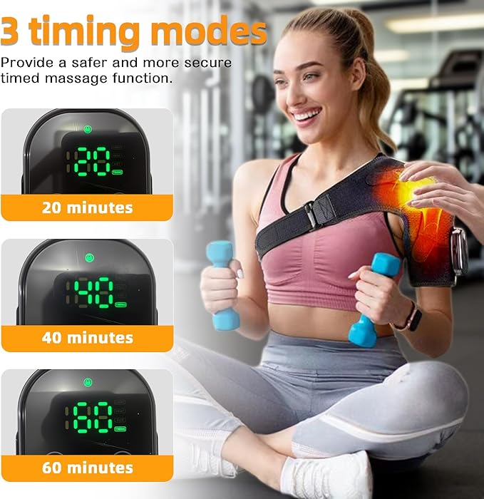 Cordless Heating Vibration Massage Shoulder Heating Pad Shoulder Massager for Pain Relief Deep Tissue Soothing Arthritis Blood Circulation Muscle Relax - Bloomnest