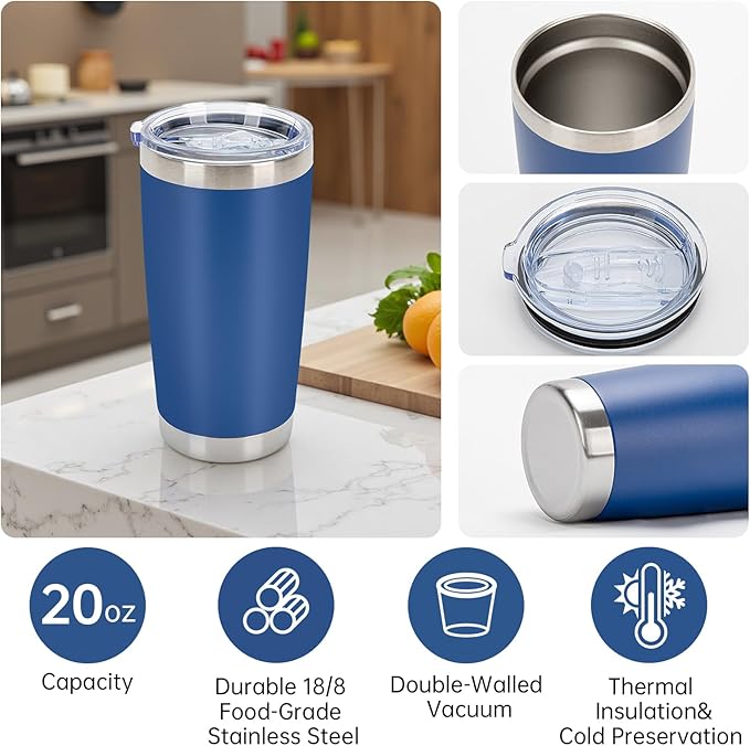 IEOVIEE 32 Pack, 20oz Stainless Steel Bulk Tumblers with Lids and Straws, Double Wall Insulated Travel Mug, Durable Powder Coated Tumbler Bulk Cup for Cold and Hot Drinks(Mixed color) - Bloomnest