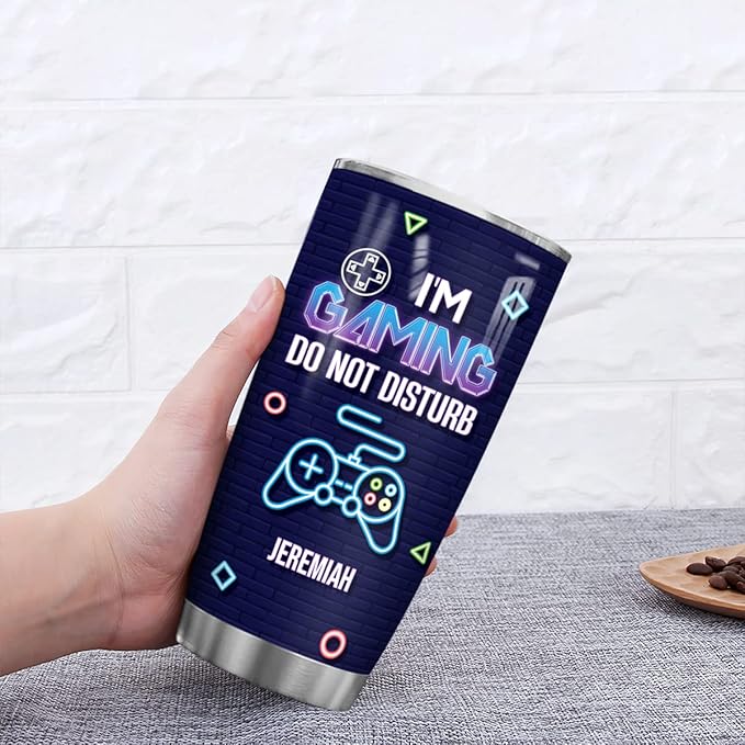 winorax Personalized Gamer Tumbler Nutrition Facts Custom Gaming Cup Tumblers Stainless Steel 20oz 30oz Coffee Mugs Gifts for Video Game Lovers Pro Gamers Men Women Birthday Christmas Presents - Bloomnest