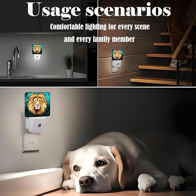 Flashing Lion Leo Night Light,Plug-in Night Lights with Dusk to Dawn Sensor for Stairway,Hallway,Bedroom Sleep Friendly Ideal for Women/Girls/Boys Gift,0.5w - Bloomnest