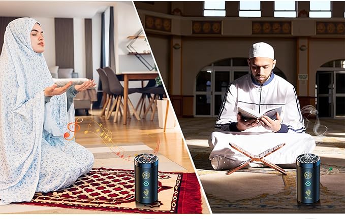 2 in 1 Electric Incense Burner with Quran Speaker, Rechargeble Bakhoor Burner Aroma Diffuser for Car Office Home Bedroom Living Room Study Spa (Black-1) - Bloomnest