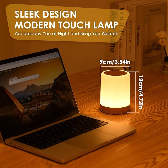 Auxmir Night Light for Kids Baby, Dimmable Touch Lamp for Nursery, 11 RGB Colors 5 Brightness, Portable Rechargeable Bedside Table Lamp for Nightstand, Kids Night Light for Bedroom Living Room, Brown - Bloomnest