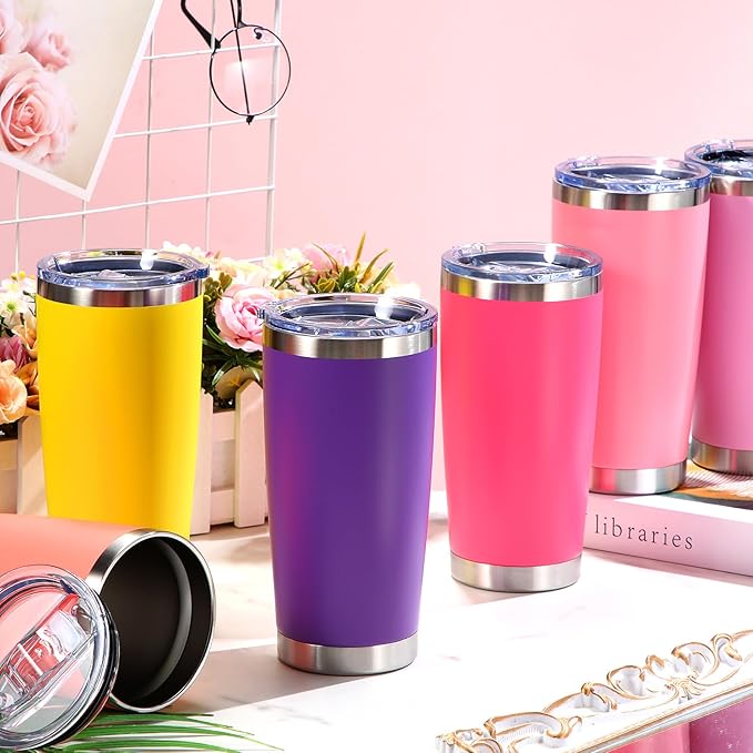 Sieral 36 Packs Stainless Steel Tumbler Bulk with Lid Vacuum Double Wall Insulated Travel Coffee Mug Powder Coated Tumbler Cup for Graduation Wedding Christmas Birthday Party(Warm Color, 20 oz) - Bloomnest