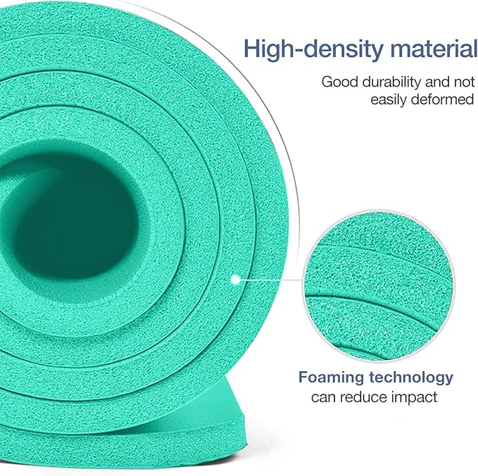 Yoga Mat Non Slip NBR Thick Yoga Mat, 72"L x 32"/24"W x 0.6"/0.4"TH (185cm x 80cm/61cm x 15mm/10mm), Anti-Tear Exercise Mat with Carrying Strap and Bag, Workout Mats for Yoga, Pilates, Floor Exercises - Bloomnest