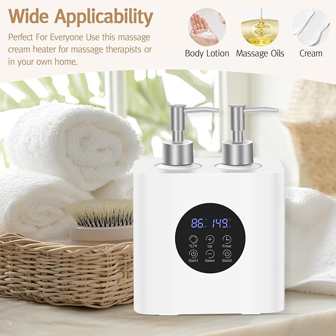 Meifuly Massage Oil Warmer for SPA, Body Oils Heater with 4 Bottles Dispenser, Professional Electric Lotion Digital Heater for Salon Home, Adjustable Constant Temperature - Bloomnest