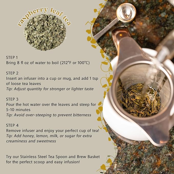 Raspberry Leaf Tea, Loose Leaf Herbal Tea – Supports Pregnancy & Labor Prep, Natural Menstrual Pain Relief – Women's Health – 4.4 oz Resealable Bag (Makes 50 Cups) – The Elegant Elephant - Bloomnest