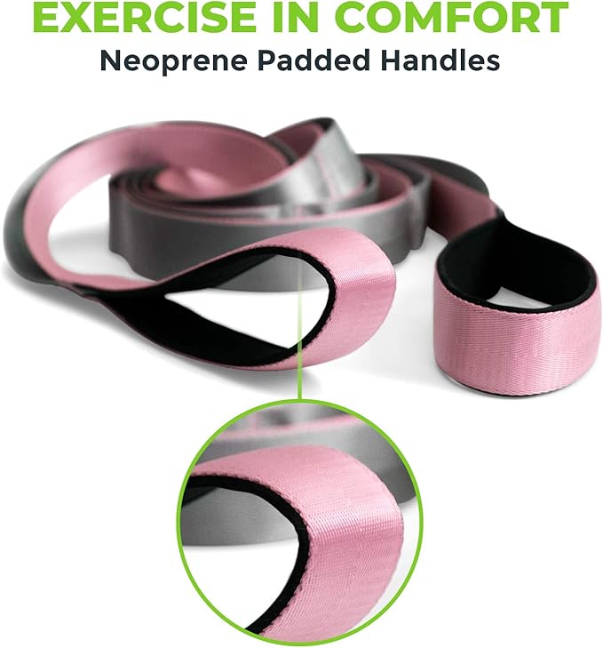 Gradient Fitness Stretching Strap for Physical Therapy, 12 Multi-Loop Stretch Strap 1.5" W x 8' L, Neoprene Handles, Physical Therapy Equipment, Yoga Straps for Stretching, Leg Stretcher. - Bloomnest