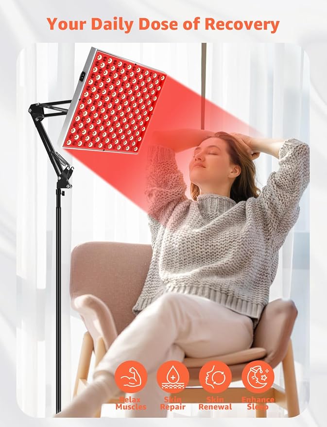 Red Light Therapy for Face, Infrared Light Therapy Lamp with Adjustable Stand, 225 LEDs, 660nm Deep Red and 850nm Near Infrared Panel Device at Home for Skin Vitality, Pain Relief, Full Body Rosegurt