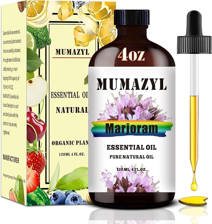 Marjoram Essential Oil, Marjoram Oil 4 Fl Oz 120ML for Diffuser Humidifier Yoga Cleaning DIY Candle Soap Making Essential Oils - Bloomnest