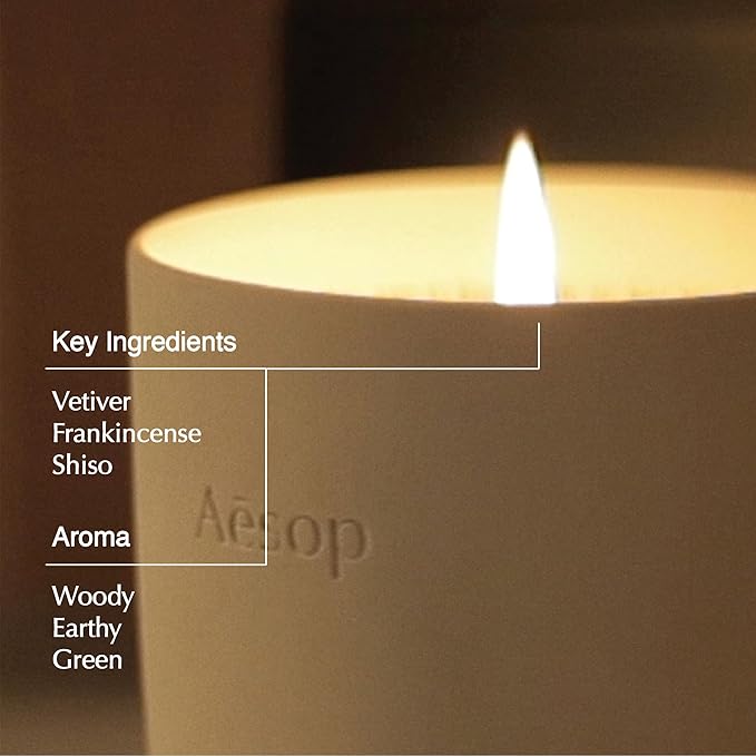 Aesop Callippus Aromatique Candle | Woody, Earthy, Green Scented | 55-65 Hour Burn Time | Vegan-Friendly | 10.5 oz - Bloomnest