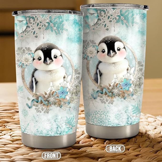 Penguin Tumbler 20oz Stainless Steel Insulated Coffee Travel Mug Cup for Women Girls Penguin Gifts for Birthday Christmas - Bloomnest