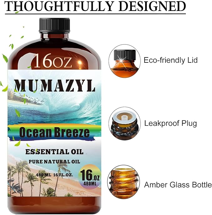 Ocean Breeze Essential Oil, Ocean Breeze Oil 16 Fl Oz 480ML for Diffuser Humidifier Yoga Cleaning DIY Candle Soap Making Fragrance Oils - Bloomnest